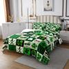 Manfei Happy St. Patrick's Day Kids Bedspread King Size,Cartoon Gnomes Leaves Irish Coverlet Set,Girls Boys Room Decor,Geometric Plaids Grids Quilted Coverlet,Green Retro Bedding Quilt,2 Pillowcases view 2