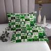 Manfei Happy St. Patrick's Day Kids Bedspread King Size,Cartoon Gnomes Leaves Irish Coverlet Set,Girls Boys Room Decor,Geometric Plaids Grids Quilted Coverlet,Green Retro Bedding Quilt,2 Pillowcases view 3