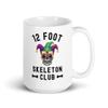 12 foot Skeleton Club Giant Skelly glasses Mardi Gras White glossy coffee mug view 1