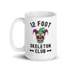 12 foot Skeleton Club Giant Skelly glasses Mardi Gras White glossy coffee mug view 2