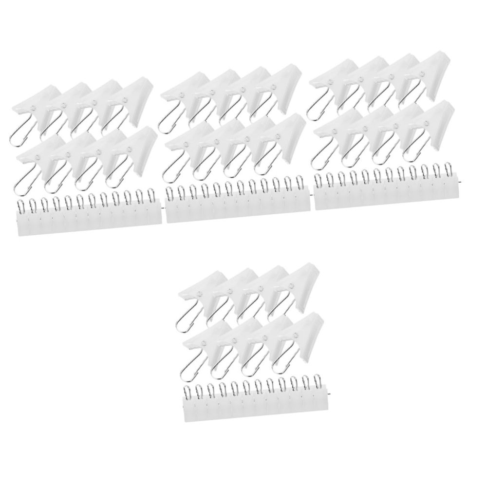 Ciieeo 80pcs White Plastic Curtain Clips Hooks Strong Spring Clips for Hanging Curtains Drapes and Bed Non-damaging for Home Hotel and Restaurant Use