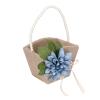 TITA-DONG Flower Girl Basket, Retro Linen Lovely Appearance Gift Basket Rattan Basket with Pearl Handle, Light Weight Romantic Cherish Pearl Portable Flower Basket for Weddings(Type 1) view 1