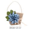 TITA-DONG Flower Girl Basket, Retro Linen Lovely Appearance Gift Basket Rattan Basket with Pearl Handle, Light Weight Romantic Cherish Pearl Portable Flower Basket for Weddings(Type 1) view 2