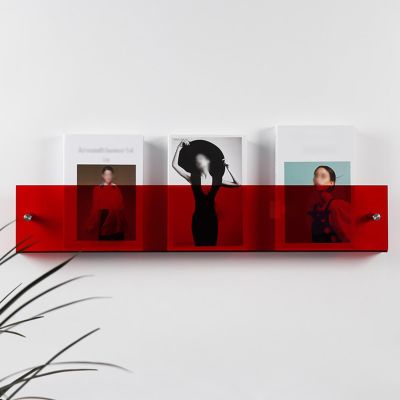 WDJBPSH 23 31 39 Inch Trifold-brochure Stoage Rack, Clear Acrylic Information Display Rack for Beauty Salon/Hotel Lobby/Coffee Shop/Clothing StoreWall Mounted (Color : Red, Size : L 60cm/23.6in)