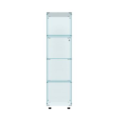 FYSHERAN Curio Glass Cabinet Display case for Collectibles Shelves for Living Room, Bedroom, Office, Black Floor Standing Glass Bookshelf, Quick Installation (White, 4 Shelf Single Door)