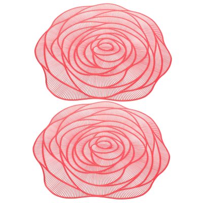 LIFKOME 2pcs Rose Flower Table Mat - Dining Placemat Decor for Kitchen Dining Room for Parties Events Compact and Lightweight Design