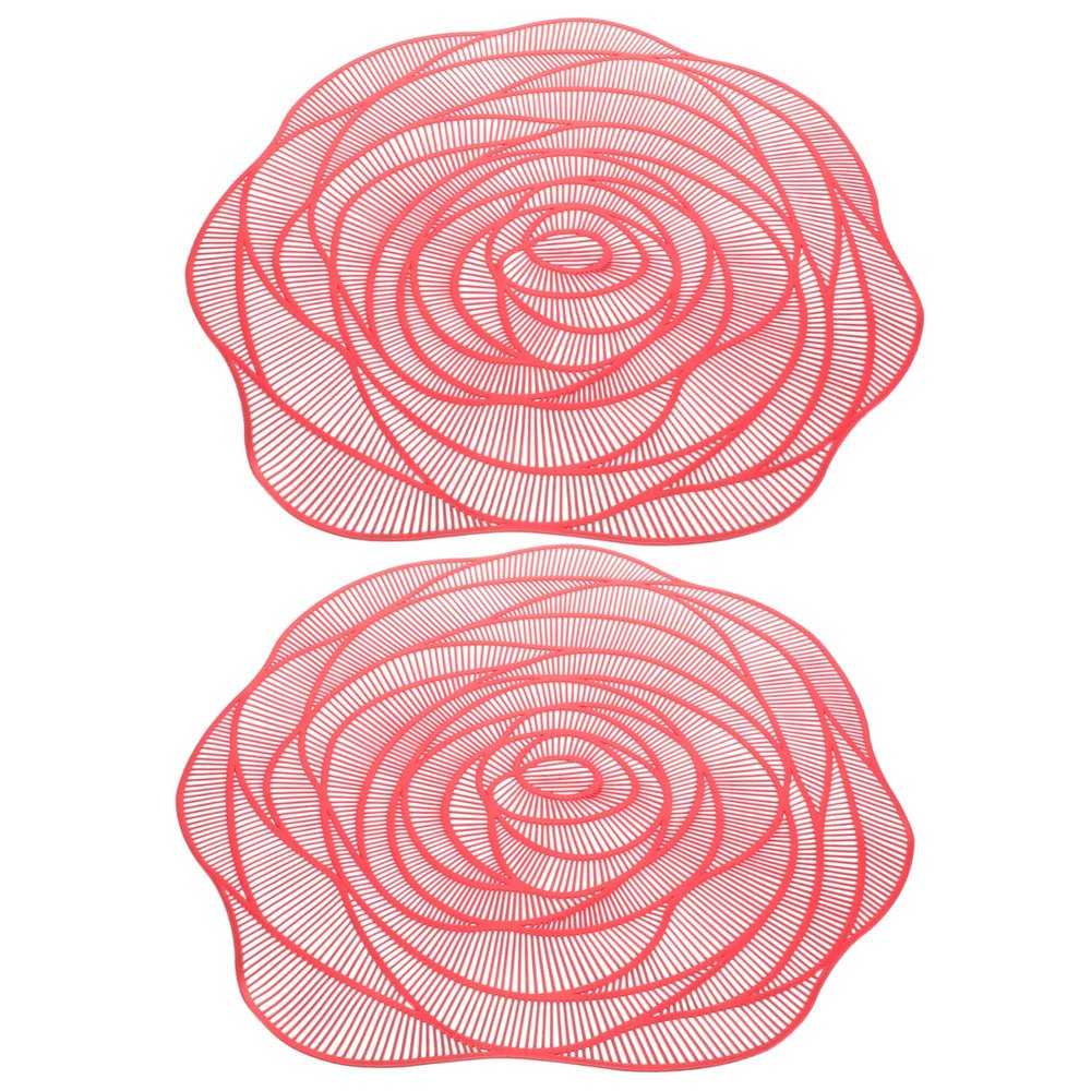 LIFKOME 2pcs Rose Flower Table Mat - Dining Placemat Decor for Kitchen Dining Room for Parties Events Compact and Lightweight Design