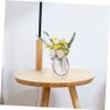 Holibanna Elegant Glass Bag Vase with Leather Handle Decorative Flower Vase for Room Office Plant Decor view 3