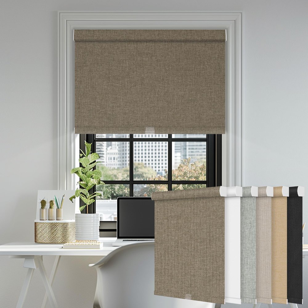 PQRSHADE 100% Blackout Window Shades Pull Down for Indoor,Custom Room Darkening Roller Window up and Down Blinds with Thermal Insulated for Home Bedroom Office Easy to Install(32.25" W x 56" H) Brown