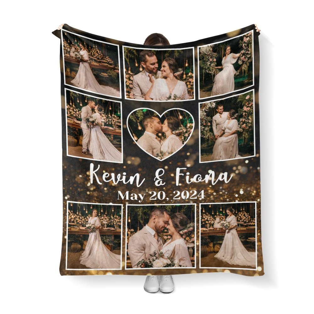 YMDLQDP Personalized Love Blankets with Couple Name Custom Photo Blanket for Valentine's Day Mother's Day Birthday Anniversary Wedding Throw Blanket with Your Own Picture for Girlfriend Boyfriend