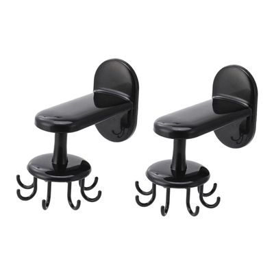 Amosfun 2pcs Kitchen Towel Rack Rotating Hooks Multifunctional Wall-Mounted Holder for Kitchen and Bathroom Black Easy to Clean Space-Saving Design