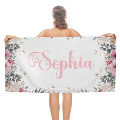 Generic Personalized Bride Floral Bachelorette Beach Towel Custom Name Pool Bath Towel Quick Dry Absorbent Towel Camping Towels Birthday Vacation Gift for Kids Adults Men Women 30x60, Style-11