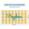 Yellow Plaid Beach Towel, Custom Beach Towel with Name, Quick Dry Towel for Swimmers, Absorbent Towel for Women Men Girls Kid, Vacation Gift, Summer Birthday Gift, 30x60 view 2