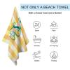 Yellow Plaid Beach Towel, Custom Beach Towel with Name, Quick Dry Towel for Swimmers, Absorbent Towel for Women Men Girls Kid, Vacation Gift, Summer Birthday Gift, 30x60 view 3