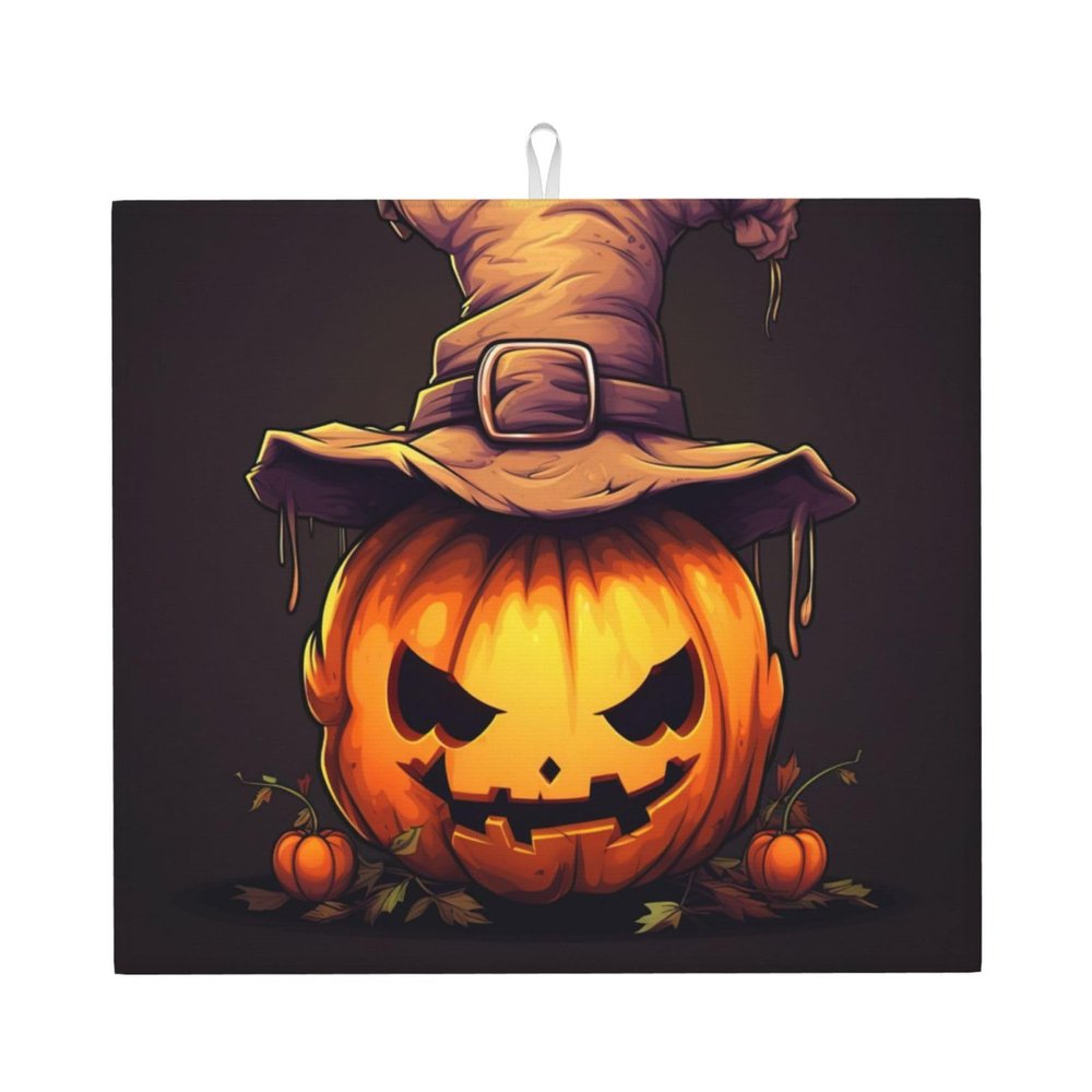 Halloween Cute Pumpkin Kitchen Counter Absorbent Matdish Drying Mat, Sink Matwater Absorption At Its Finest