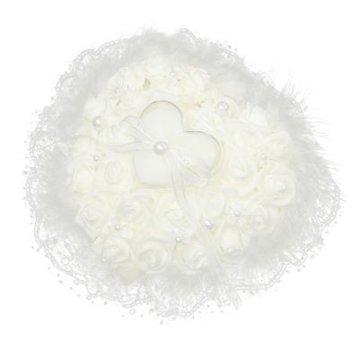 Parliky Heart Shape Lace Wedding Pillow Delicate Flower Design Elegant Bridal Holder for Ceremony Wedding Party Supplies and Jewelry Display