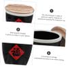 BIUDECO 1set Water Tank Shape Seasoning Jar with Lid Black Condiment Storage Pot for Spices Salt and Snacks Decorative Kitchen Supply with Traditional Fu Pattern view 3