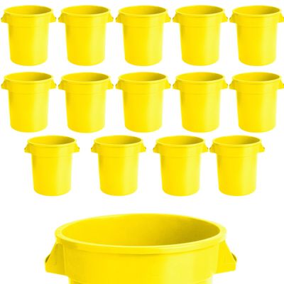 20 Gallon Round Trash Can Round Recycling Bin Round Ingredient Can Commercial Trash Can Bin Storage Kitchen Garbage Can Storage Containers Kitchen Trash Can Garbage Bin Office Trash Can (15, Yellow)