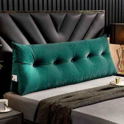 MGEMJMJ Large Ergonomics Backrest Wedge Headboard Cushion Reading Pillow Bed Back Support for Sitting Up in Bed Bolster(Size:200X50cm,Color:DarkGreen)