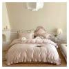 ADovz Luxury 1000TC Egyptian Cotton French Princess Wedding Bedding Set Ruffles Black Edge Jacquard Duvet Cover Bed Sheet Pillowcases,Bed Sheets, Pink, FH-762 view 2