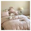 ADovz Luxury 1000TC Egyptian Cotton French Princess Wedding Bedding Set Ruffles Black Edge Jacquard Duvet Cover Bed Sheet Pillowcases,Bed Sheets, Pink, FH-762 view 3