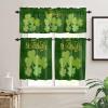 3 Pcs St. Patrick's Day Valance and Tier Curtain Sets, March Lucky Green Shamrock Windows Valances, Rod Pocket Semi Sheer Valance and Curtains for Kitchen/Living Room/Bathroom/Bedroom view 1