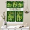 3 Pcs St. Patrick's Day Valance and Tier Curtain Sets, March Lucky Green Shamrock Windows Valances, Rod Pocket Semi Sheer Valance and Curtains for Kitchen/Living Room/Bathroom/Bedroom view 3