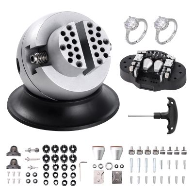 VEVOR Ball Vise, 3" Engraving Setting Tool, 360 Rotation Engraving Block Vise, 70 PCS Attachment Jewelry Engraving Block Tools Standard Block for Gemstone Inlay and Small-Scale Engraving