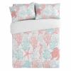 Alandar Home Duvet Cover Sets Red Coral Teal Sea Turtle Seamless,3 Piece Bed Set Ultra Soft Quilt Covers and Pillowcases,Ocean Life Summer Shell Microfiber Bedding Set for Bedroom Guest Room Dorm view 4