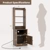 GOFLAME 56" Tall Nightstand with Charging Station, Bedside Table with Adjustable Open Shelves, Storage Cabinet, End Table with Bookcase for Bedroom, Study, Rustic Brown view 2