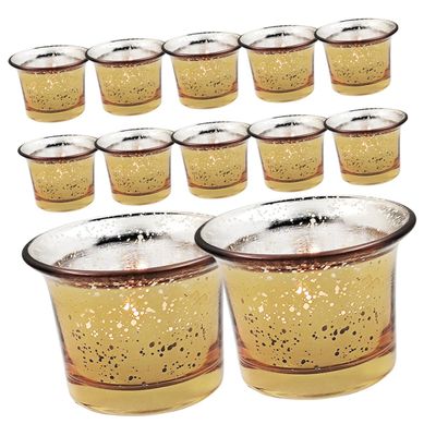 LIFKOME 12pcs Elegant Glass Candle Holders Romantic Candle Cups for Weddings Dinner Parties Votive Holders Drip Prevention Decorative Centerpieces for Special Occasions
