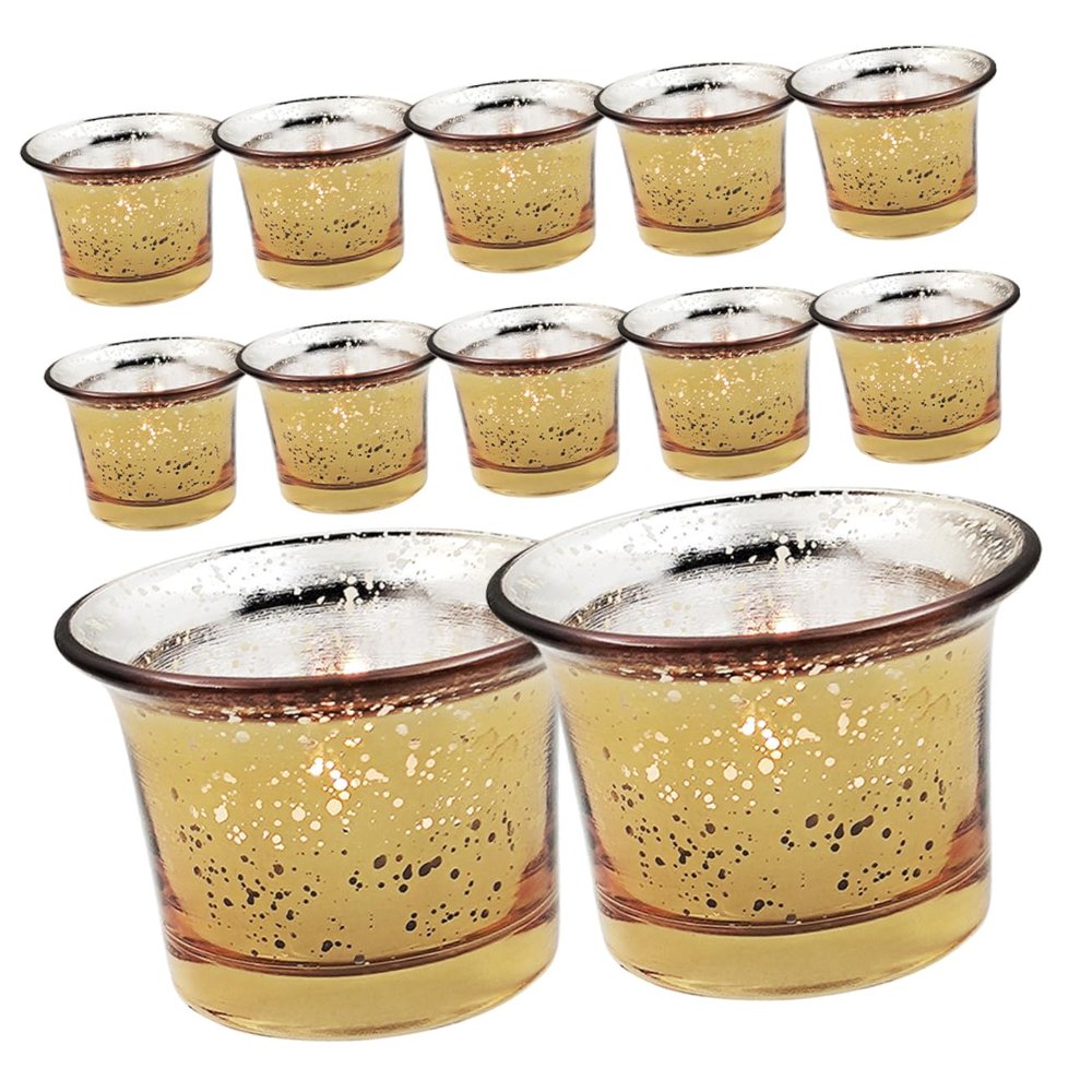 LIFKOME 12pcs Elegant Glass Candle Holders Romantic Candle Cups for Weddings Dinner Parties Votive Holders Drip Prevention Decorative Centerpieces for Special Occasions
