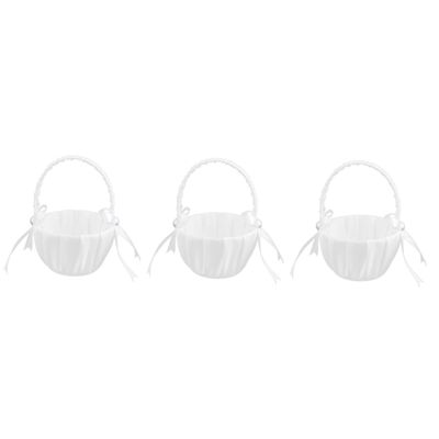Amosfun 3pcs Satin Flower Girl Basket Faux Bowknot Decoration for Wedding Ceremony Wedding Basket for Flower Girls and Special Occasions