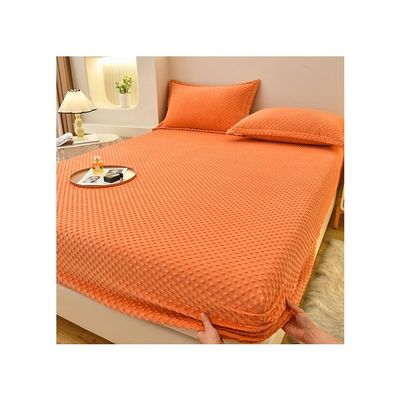 Bedding King Size Velvet Fitted Sheet Lightweight, Snug-Fit Bottom Sheets Only Deep Pocket Soft Breathable Elastic Mattress Pad Easily Fits 28cm Mattress ( Color : #03 , Size : Full XL-135*200cm )