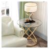 MOOWI Coffee End Table Round Side Table, Glass End Table with Metal Frame, Small Coffee Table with Modern Style for Small Spaces,Living Room, Balcony, Bedroom Side Table (Color : Gold) view 1