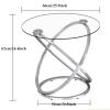 MOOWI Coffee End Table Round Side Table, Glass End Table with Metal Frame, Small Coffee Table with Modern Style for Small Spaces,Living Room, Balcony, Bedroom Side Table (Color : Gold) view 2
