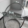 MOOWI Coffee End Table Round Side Table, Glass End Table with Metal Frame, Small Coffee Table with Modern Style for Small Spaces,Living Room, Balcony, Bedroom Side Table (Color : Gold) view 4