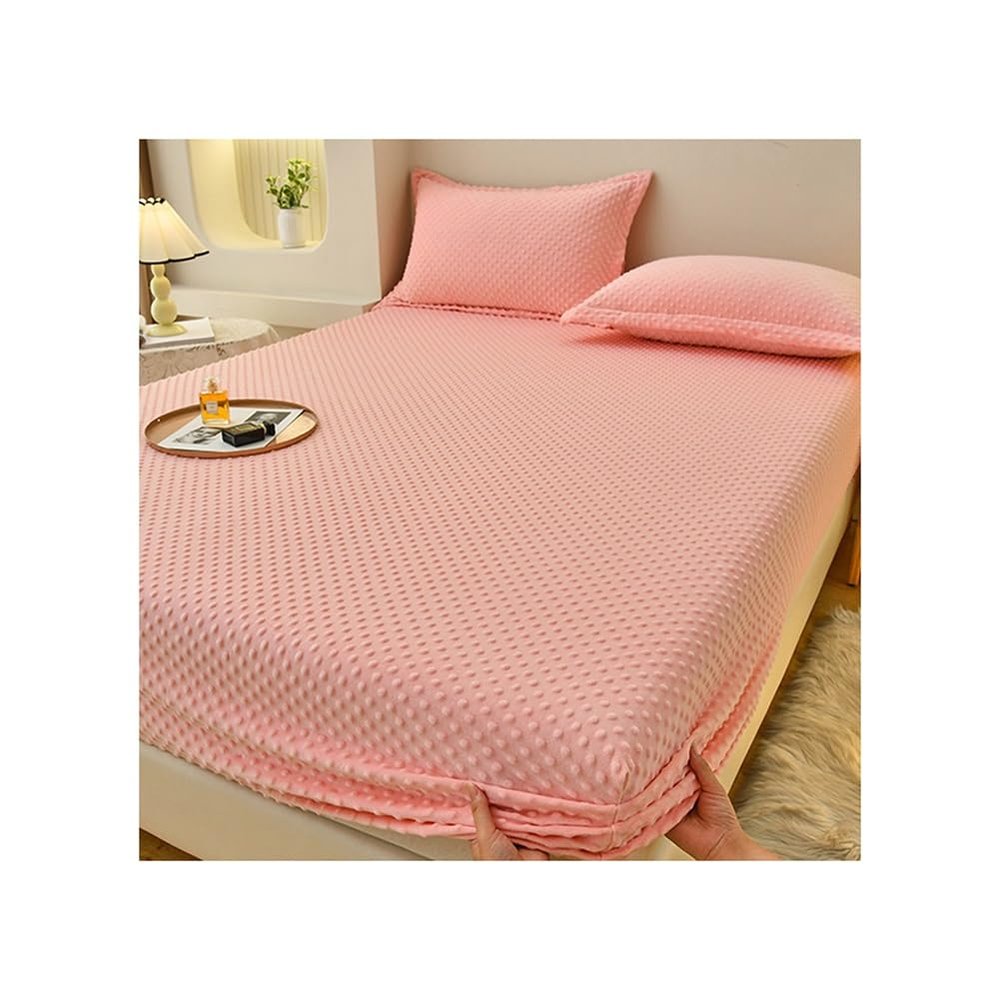 Bedding King Size Velvet Fitted Sheet Lightweight, Snug-Fit Bottom Sheets Only Deep Pocket Soft Breathable Elastic Mattress Pad Easily Fits 28cm Mattress ( Color : #02 , Size : Cal King-200*220cm )