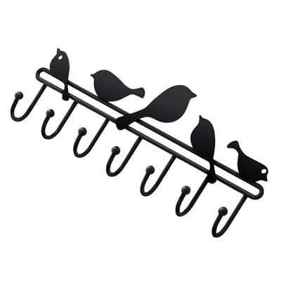 Holibanna Metal Wall Mounted Coat Rack Heavy Duty Hooks for Coats Hats and Keys Stylish Home Storage Organizer Iron Construction Space-Saving Design for Entryway and Mudroom