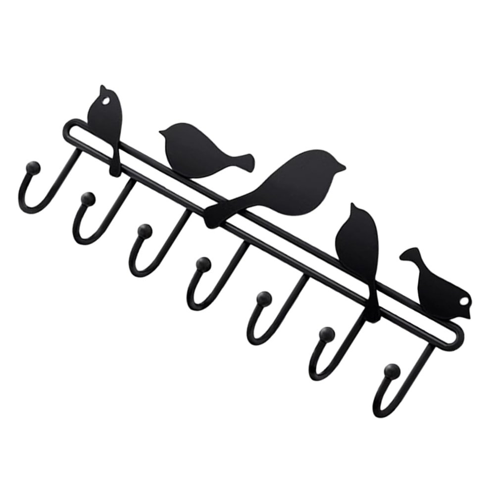 Holibanna Metal Wall Mounted Coat Rack Heavy Duty Hooks for Coats Hats and Keys Stylish Home Storage Organizer Iron Construction Space-Saving Design for Entryway and Mudroom