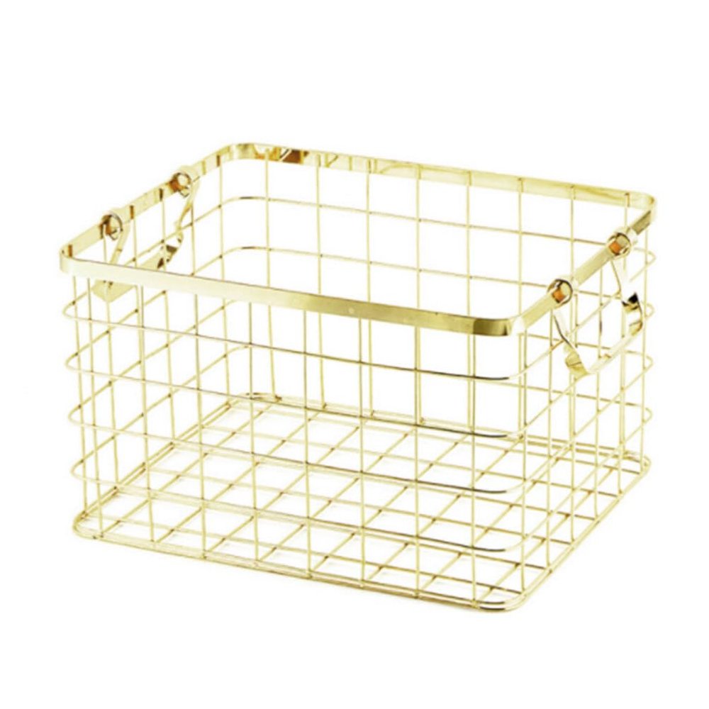 Luxshiny Metal Laundry Hamper with Handles Dirty Clothes Basket Clothes Washing Bin for Bedroom Bathroom Dorm Closet Golden