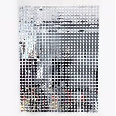 GZHERVICES Silver Shimmer Wall Backdrop, Mirror Circle Dots Wind Blowing Sequins Backdrop Curtain, for Events Home Decor Wedding Birthday Decoration