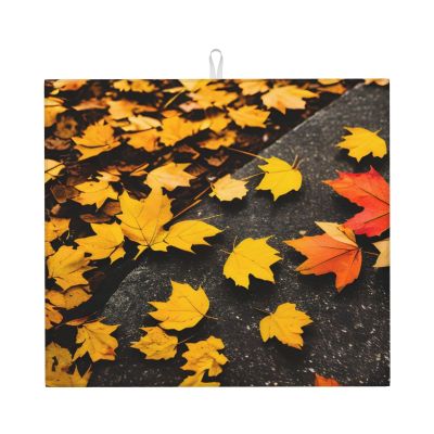 Fall Pumpkin Kitchen Absorbent Mat-Dish Drying Mat,Utensil Drying Mat-Kitchen Essential For Countertops