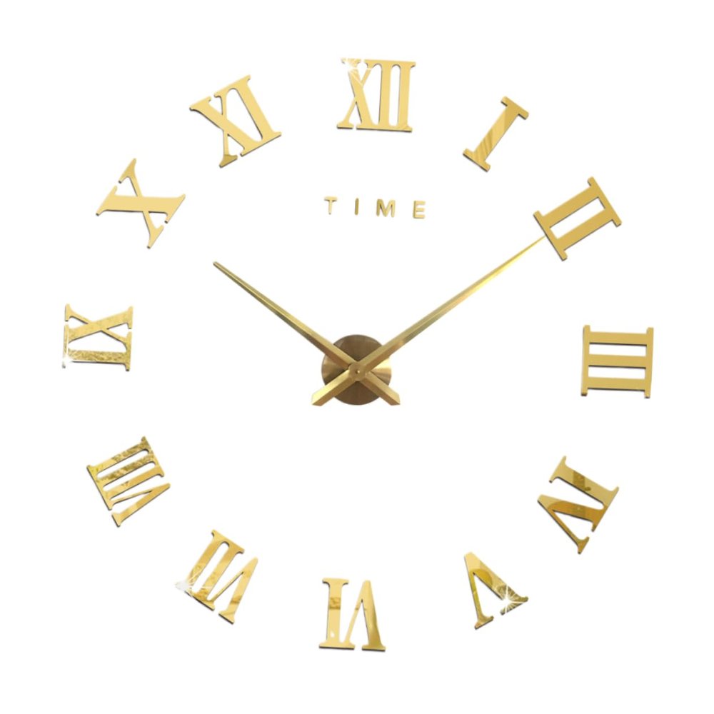 Amosfun Mirror Surface Decorative Wall Clock DIY Hanging Clock for Living Room Battery Not Included Elegant Design Fashionable Wall Art