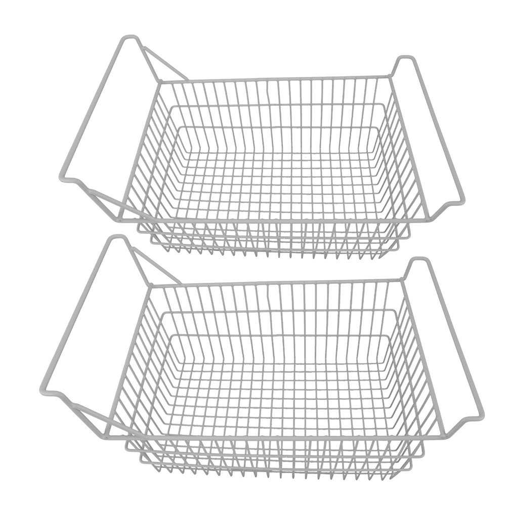 Freezer Organizer Bins, Metal Wire Basket Freezer Basket with High Low Handles, Refrigerator Basket Storage Rack Wire Storage Baskets Pantry Storage Basket for Kitchen Pantry