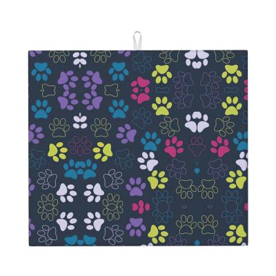 Cute Dog Paw Kitchen Absorbent Mat-Dish Drying Mat,Utensil Drying Mat-Kitchen Essential For Countertops