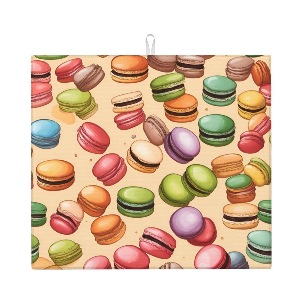 Macaron Biscuit Flavored Kitchen Counter Absorbent Matdish Drying Mat, Sink Matwater Absorption At Its Finest
