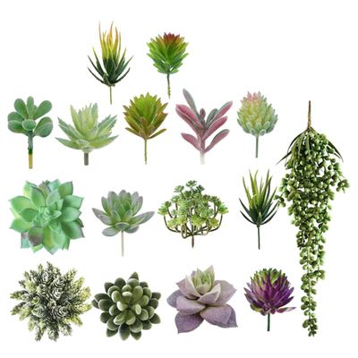 Ciieeo Realistic Simulated Succulents 16pcs Artificial Greenery Micro Landscape Decorations Faux Succulent Plants
