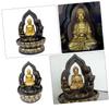 VINTORKY 110v Buddha Tabletop Water Fountain Resin Decor with Soothing Water Flow Led Lights and Unique Zen Design for Relaxation and Garden Aesthetics view 2