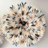 Jujuhat Brown Blue White [4 Sizes] African Feather Wall Decor, Authentic Handcrafted Bamileke Cameroon (14inch-35cm) view 1